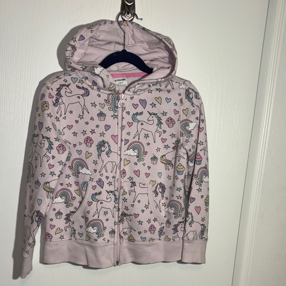 3 /$15 Spotted Zebra Unicorn, Rainbows Print Hoodie - Pink